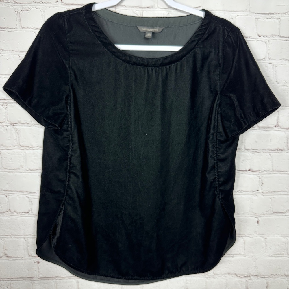 Banana Republic Black Velour Short Sleeve Top Blouse‎ Shirt, Sz XS, GUC